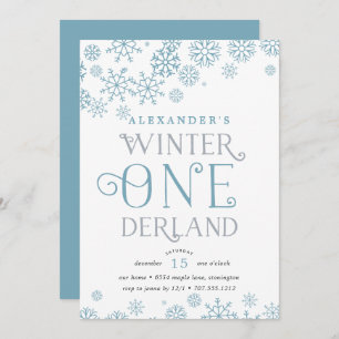 Winter Wonderland First Birthday Party Invitation