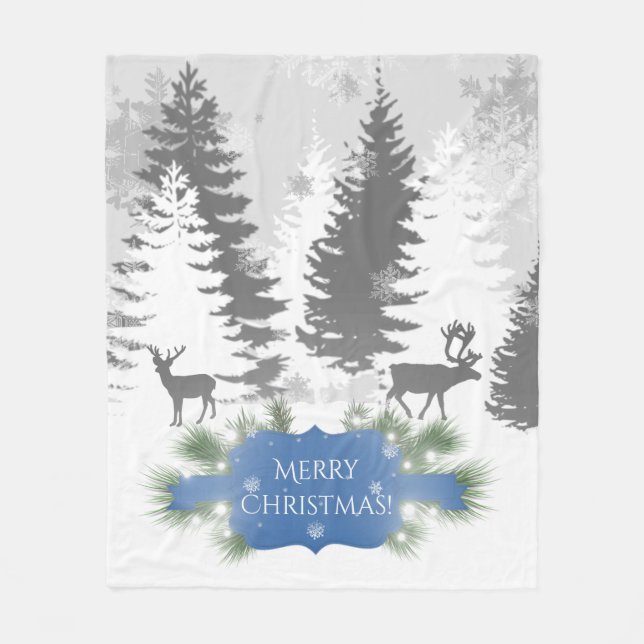 Winter Wonderland Fleece Blanket - Blue (Front)