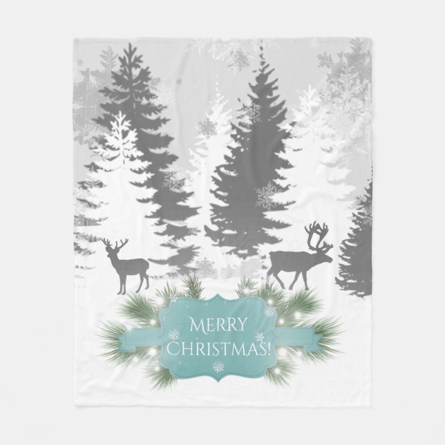 Winter Wonderland Fleece Blanket - Teal (Front)