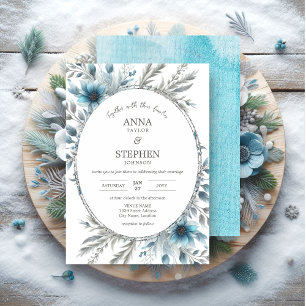 Winter Wonderland Floral Wedding Invitation