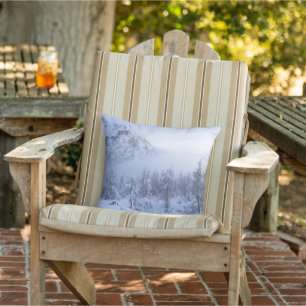 Winter wonderland, fog, spruce forest and mountain cushion