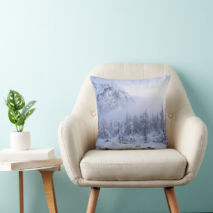 Winter wonderland, fog, spruce forest and mountain cushion