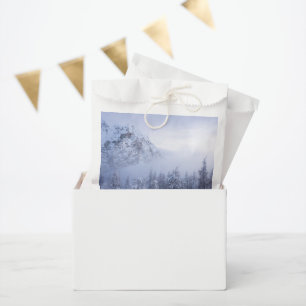 Winter wonderland, fog, spruce forest and mountain favour bag
