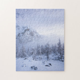 Winter wonderland, fog, spruce forest and mountain jigsaw puzzle