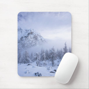 Winter wonderland, fog, spruce forest and mountain mouse pad