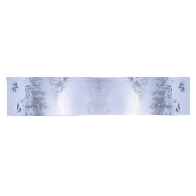 Winter wonderland, fog, spruce forest and mountain short table runner (Horizontal)
