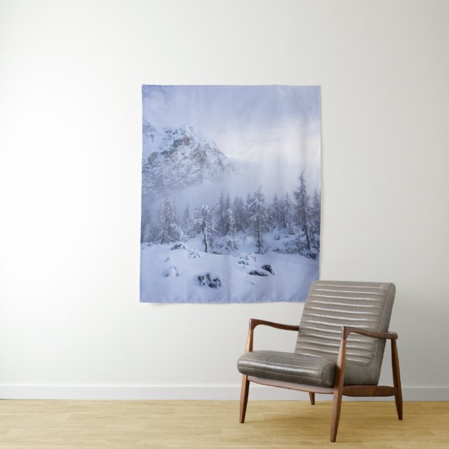 Winter wonderland, fog, spruce forest and mountain tapestry (In Situ)