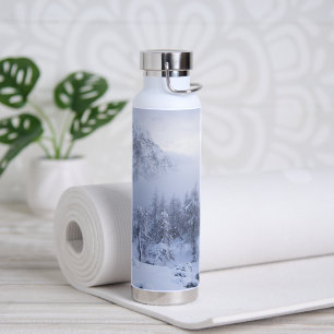 Winter wonderland, fog, spruce forest and mountain water bottle