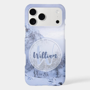 Winter wonderland fog spruce forest snow monogram