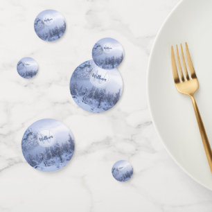 Winter wonderland fog spruce forest snow monogram confetti