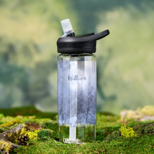 Winter wonderland fog spruce forest snow monogram water bottle