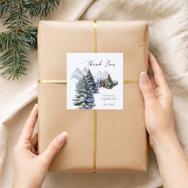 Winter Wonderland Forest Deer It's Cold Outside Square Sticker (Creator Uploaded)