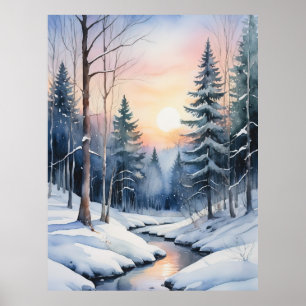 Winter Wonderland Forest Landscape Poster