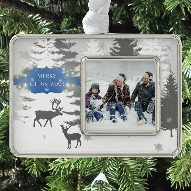 Winter Wonderland Framed Ornament - Blue (Blue Winter Wonderland Framed Ornament)