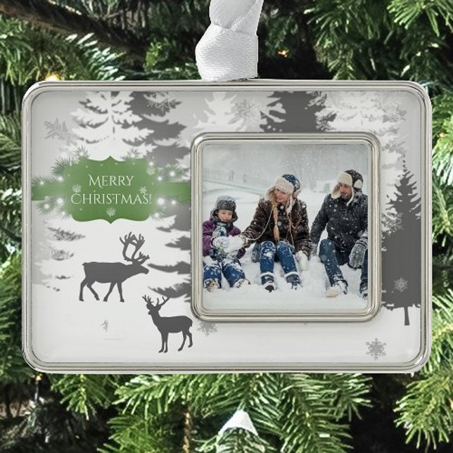 Winter Wonderland Framed Ornament - Green (Green Winter Wonderland Framed Ornament)