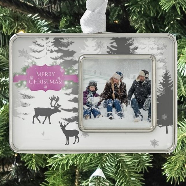 Winter Wonderland Framed Ornament - Magenta (Magenta Winter Wonderland Framed Ornament)