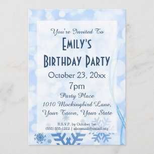 Winter Wonderland Frozen Frost Ice Birthday Party Invitation