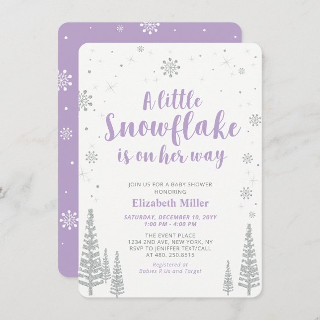 Winter Wonderland, Girl Baby Shower Invitation (Front/Back)