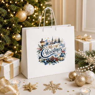 Winter Wonderland Gold Glitter Gift Bag Style