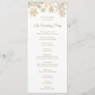 Winter Wonderland Gold Snowflakes Wedding Program
