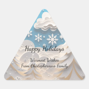 Winter Wonderland Happy Holidays Triangle Sticker
