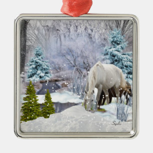 Winter Wonderland Horse Christmas Tree Metal Ornament