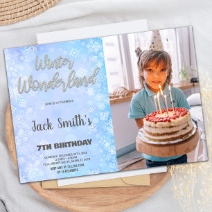 Winter Wonderland Invitations Blue Silver Photo