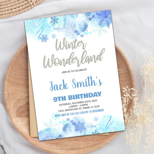 Winter Wonderland Invitations Blue Silver Snow (Winter Wonderland Invitations Blue Silver Snow)