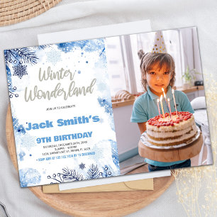 Winter Wonderland Invitations Blue with photo