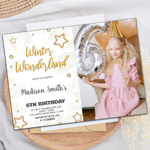 Winter Wonderland Invitations Star Gold Photo