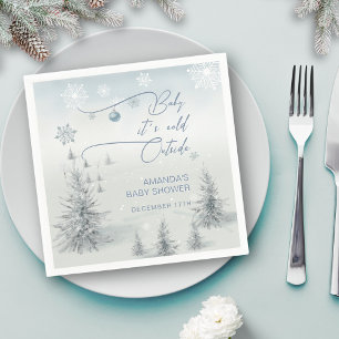 Winter Wonderland Its Cold Outside Boy Baby Shower Napkin