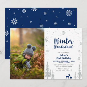 Winter Wonderland Kid Boy 2nd Birthday Invitation