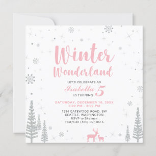 Winter Wonderland Kids Birthday Invitation - Girl