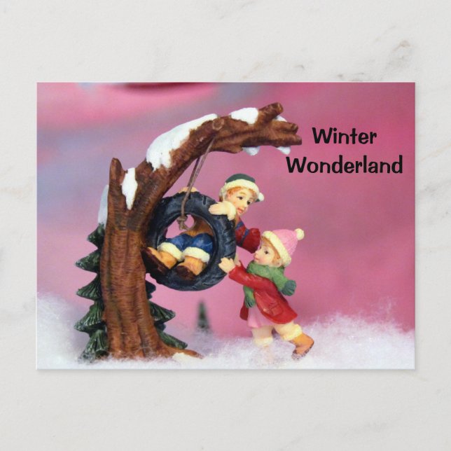 Winter Wonderland Kids Tree Swing Postcard (Front)