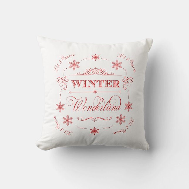 Winter Wonderland Let it Snow Christmas Holiday Cushion (Front)