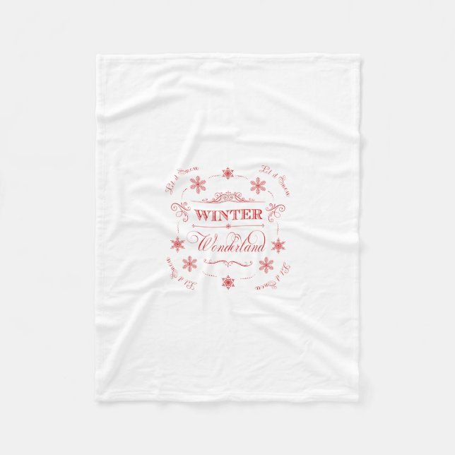 Winter Wonderland Let it Snow Ski Season Christmas Fleece Blanket (Front)