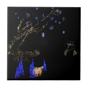 Winter Wonderland Lights Blue and White Holiday Ceramic Tile