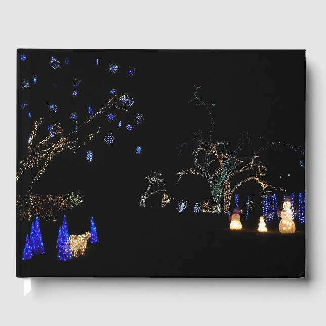 Winter Wonderland Lights Blue and White Holiday Guest Book (Front)