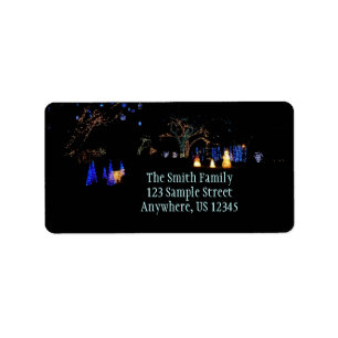 Winter Wonderland Lights Blue and White Holiday Label