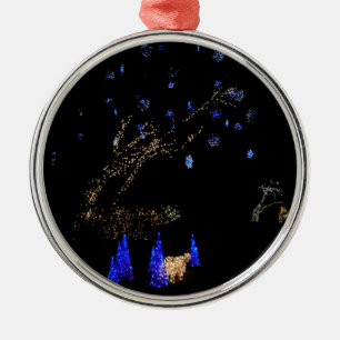 Winter Wonderland Lights Blue and White Holiday Metal Ornament