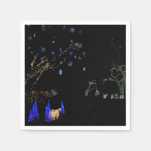 Winter Wonderland Lights Blue and White Holiday Napkin