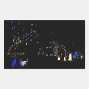 Winter Wonderland Lights Blue and White Holiday Rectangular Sticker