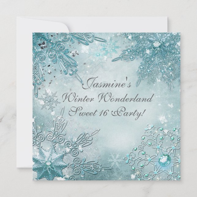 Winter Wonderland Magical Snowflakes Invitation (Front)