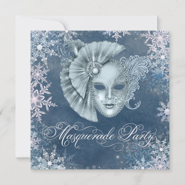 Winter Wonderland Masquerade Party Invitations (Front)
