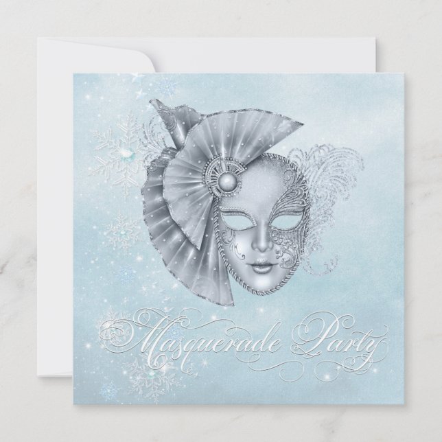 Winter Wonderland Masquerade Party Invitations (Front)