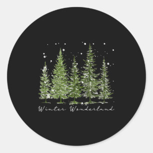 Winter Wonderland Merry Christmas Xmas Tree Pajama Classic Round Sticker