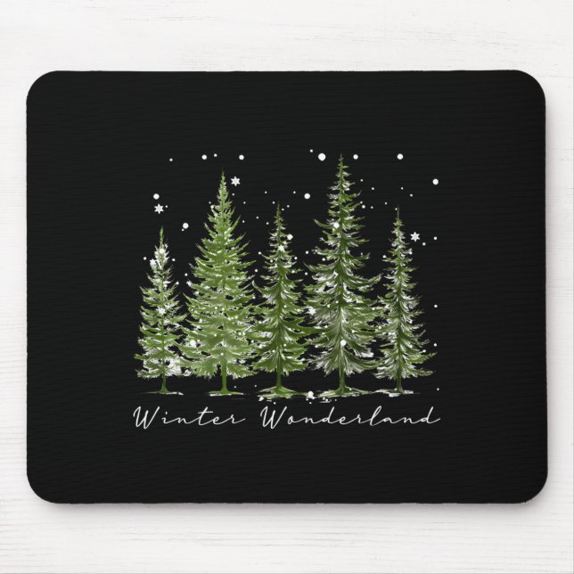 Winter Wonderland Merry Christmas Xmas Tree Pajama Mouse Pad (Front)