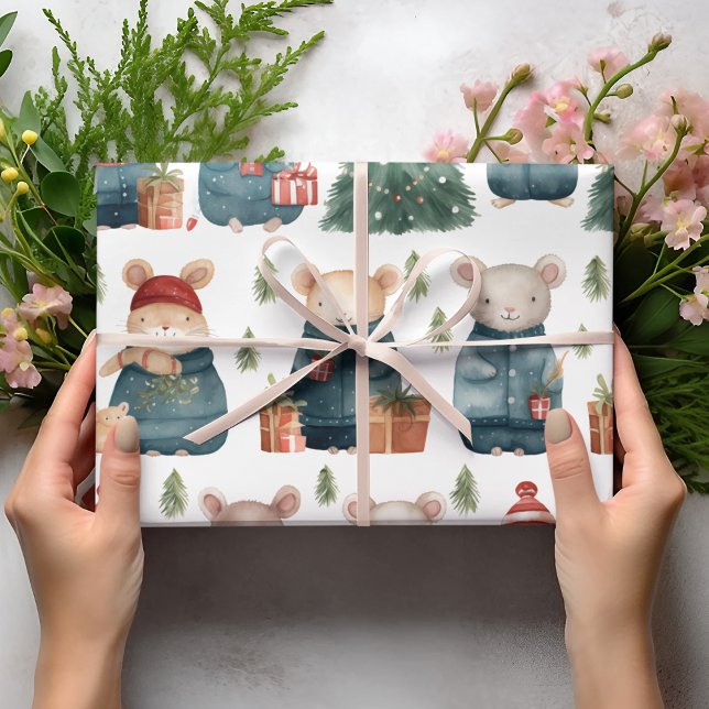 Winter Wonderland: Mice in Vintage Sweaters" Wrapping Paper (Creator Uploaded)