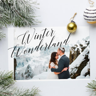 Winter Wonderland Minimalistic Newlyweds Photo Holiday Card