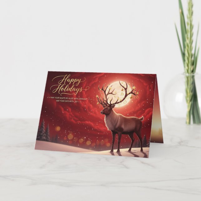 Winter Wonderland Mystical Deer Greeting Card (Front)